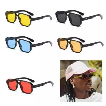 Солнцезащитные очки с двойным лучом для девочек, прямоугольные очки для подростков, хип-хоп, вечеринки в ночном клубе, солнцезащитные очки для взрослых и подростков оранжевый