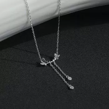 Двойное ожерелье с кисточками в виде бабочки, женское, S999 чистое серебро, легкая роскошь, дизайн меньшинства, ожерелье с бриллиантами на ключице 999