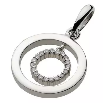Double Circle Simple Pendant Zirconia fp0165 [Figmart] [Silver Accessory]