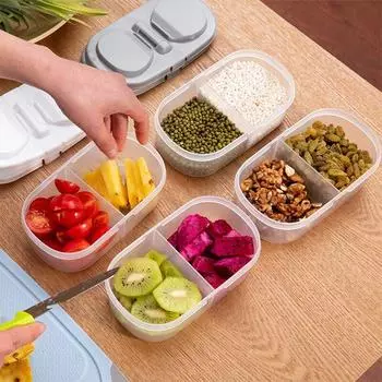 Double Compartment With Lid Food Miscellaneous Food Sealing Jar Storage Box Kitchen Refrigerator Container