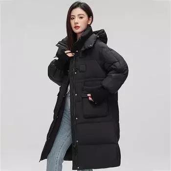 Double Cover Long Over Knee Long Down Jacket Women s 2025 Winter New High-end Temperament Warm Jacket S size 90-60kg