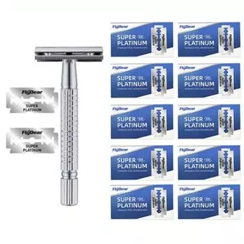 Набор бритв для бороды Double Edge, классическая мужская бритва для бороды из нержавеющей стали, лезвия для триммера для дома, коробка