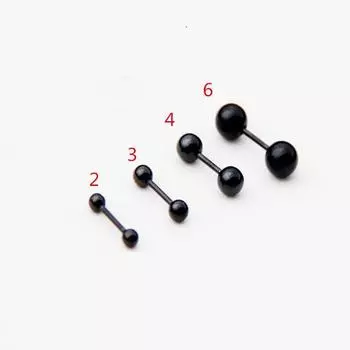 Double-End Screw Female Beanie Niche Design Thin Needle Double Head Turnbuckle-Black 3mm3 Pair