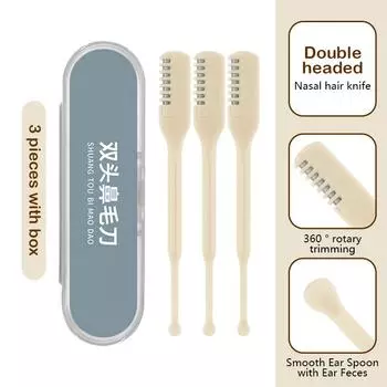 Двусторонний нож для носа, ручной триммер для волос в носу, портативный скребок для ушей, скребок для бритья, триммер для волос в носу для мужчин и женщин as the picture