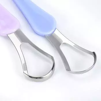 Double-Ended Stainless Steel Tongue Scraper Cleaner For Oral Hygiene Tongue Scraper Brush Remove Halitosis Tongue Coating фиолетовый