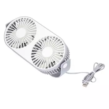 Double Fan 360° Rotation USB Charging Double Fan Low Noise Grid Design Mini Desk Fan USB Desk F