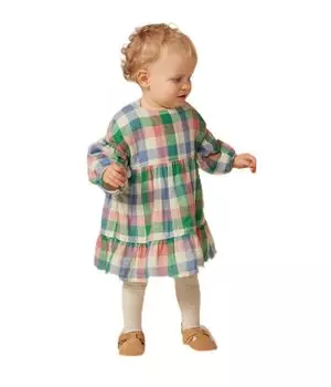 Double Gauze Long Sleeve Dress A0AYZ Milky Color 18 Months 81cm [Petit Bateau] White/Multi