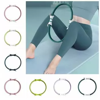Double Handle Yoga Fitness Ring Elasticity Yoga Ring Yoga Pilates Ring Wheel Women Girl розовый/белый