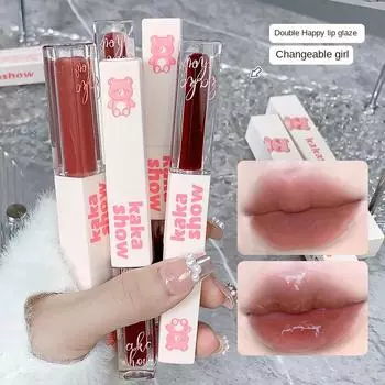 Double Happy Lip Glaze Матовая глазурь для губ Water Glow Блеск для губ 2-в-1 Увлажняющая помада для губ 2.2g+2g