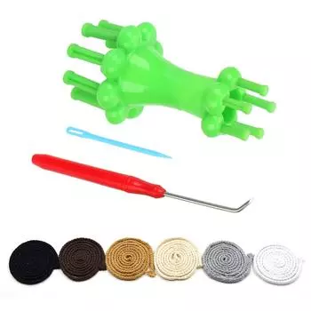 Double Head Alternative Flower Arranger Knitter 1 Set Knitting Doll Wool Rope Craft Tools Spool Loom DIY Weaving Tool зелёный