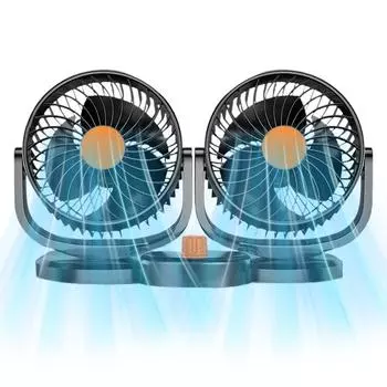 Double Head Car Fan USB Free Angle Rotatable Car Cooling Fan Adjustable Strong Wind Electric Auto Car Fans Dashboard Cooling Air