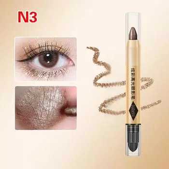 Double-Head Eyeshadow Stick Diamond Shimmer Highlighter Pencil Ultra Pigmented Long Lasting Cream Eye Shadow Pen