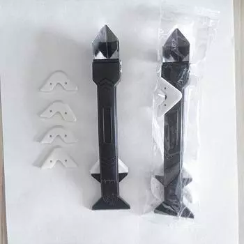 Double Head Metal Scraper Glass Glue Scraper Edge Trimming Removal Silicone Manual Seam Tool Scraper Metal Scraper - Black