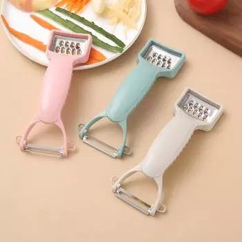 Double Head Peeler Stainless Steel Household Kitchen Multifunctional Melon Fruit Planer Wire Planer Mud Grinder Potato Peeler синий