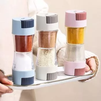 Double Head Salt Shaker Control Pepper Shaker Jar Kitchen Seasoning Dispenser Plastic Spice Bottle Camping Spice Containers розовый