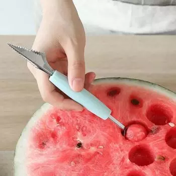 Double-Headed Melon Ballers Scoop Fruit Digging Spoon Ice Cream Scoop Stainless Steel Fruit Carving Knife Kitchen Accessories синий