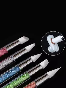 Double headed single silicone pen construction painting brush flower pen nail DIY tool розовый