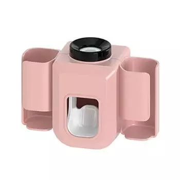 Double Hole Toothbrush Holder Wall Mount Toothpaste Dispenser New Toothpaste Squeezer розовый