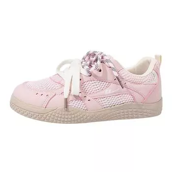 Double lace-up mesh low-top shoes breathable soft sole fashion round head student party daily casual shoes women 35