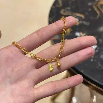 Double Layer Bring In Wealth and Treasure Gourd Bracelet New Chinese Style National Trendy Style 18K Gold Light Luxury Exquisite Hand Jewelry Women Double-layer lucky gourd bracelet
