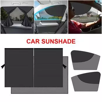 Double Layer Car Sun Shade Side Window Curtain UV Protection Mesh Curtains Accessories Car Magnetic Front Rear Window Curtain