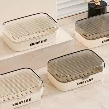 Double Layer Drain Soap Case Light Luxury Soap Dishes Simple Shower Soap Holder Travel белый