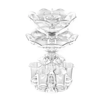Double Layer Drink Dispenser with 6 Shot Glasses Acrylic Liquor Dispenser Wine Divider Quick Pour Bar Accessories