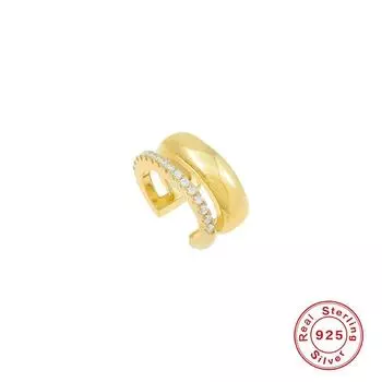 Double-Layer Ear Clips, Glossy Metal Feeling, Cool Girl Ear Clips, Sterling Silver Earrings, Stacked Earrings, Pierless Earrings. 925 silver