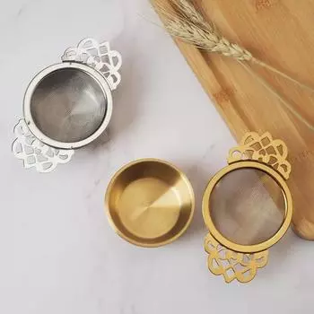 Double-layer Fine Mesh Tea Strainer Stainless Steel Filter Sieve Teaware Lace Tea Drain Useful Tea Infusers Kitchen Accessories