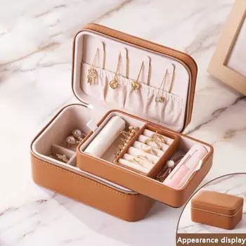 Double Layer Jewelry Boxes Zipper Jewelry Organizer Necklace Ring Earrings Organizer