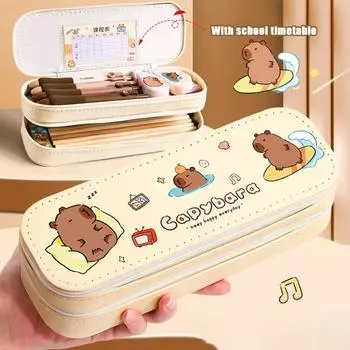 Double Layer Pencil Case Capyabra/Panda Stationery Organizer High Quality Pen Bag School Office Capybara