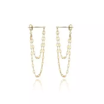 Double-Layer Tassel Lip Chain Earrings: Slimming Design, Long Flash Chains, Niche Drop Ear Jewelry. Copper