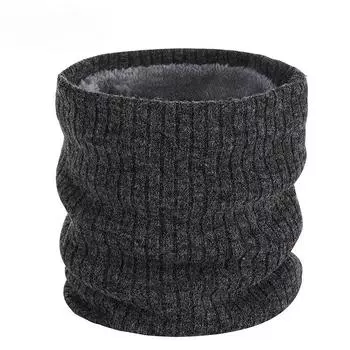 Double-layer Velvet Thickened Warm Neck Cover, Solid Color Wool Single-circle Knitted Scarf, Autumn and Winter Versatile Scarf for Men and Women One size чёрный
