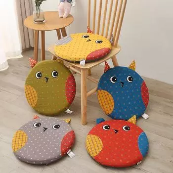 Double Layer Yarn Memory Cotton Round Cushion Home Round Seat Cushion Cute Eagle Color Blocking Design Soft Cushion 40x40cm жёлтый