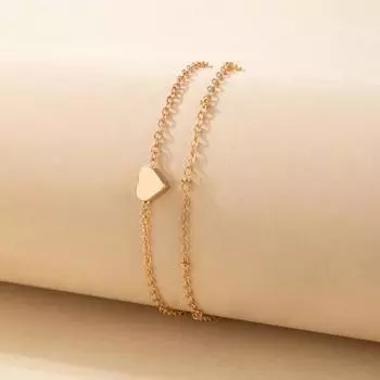 Двухслойный женский браслет на щиколотку с подвеской в форме сердца, регулируемый элегантный браслет на щиколотку, ювелирные изделия для ног