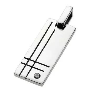 Double Line Plate Pendant Zirconia fp0203 [Figmart] [Silver Accessory]