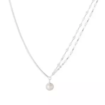 Double Lip Chain Pearl Necklace Women S Autumn And Winter Temperament Sparkling Collarbone Chain Small Fragrant Neck Chain Copper