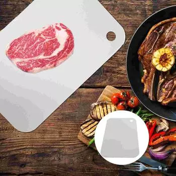 Двойная разделочная доска для мяса, разделочные доски из стали для кухни, серебристый орех 24.00X15.00X0.20CM