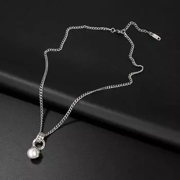 Double Nameplate Collarbone Chain Necklace Crostar Pearl Personality Maple Leaf Hip Hop Takahashi Men And Women Tide