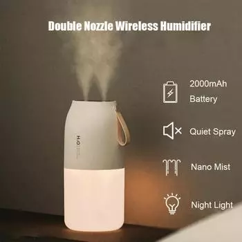 Double Nozzle Air Humidifier Wireless Aroma Diffuser 2000mAh Battery Rechargeable Essential Oil Diffuser Mist Maker Humidifier белый