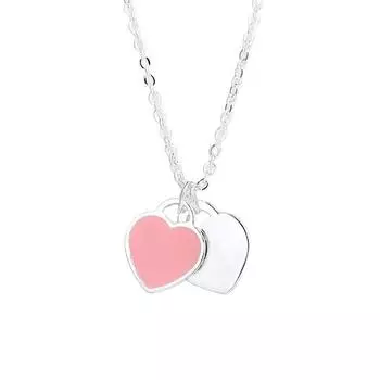 Double Peach Oil Drop Pendant Necklace Valentine S Day/Birthday Gift Suitable For Daily Wear розовый