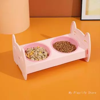 Double Pet Bowls Dog Food Water Feeder Elevated Pet Drinking Dish Feeder Cats Puppy Feeding Supplies Small Dog Accessories