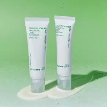 [Double Planning] Innisfree Green Tea Hyaluronic Acid Moisture Sun Serum SPF50+ PA++++ 50 мл, 2 шт., корейская косметика
