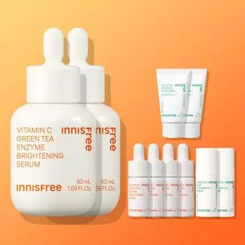 [Double Planning] Innisfree Vita C Green Tea Enzyme Blemish Toning Serum 50 мл x 2 + Travel Kit, корейская косметика