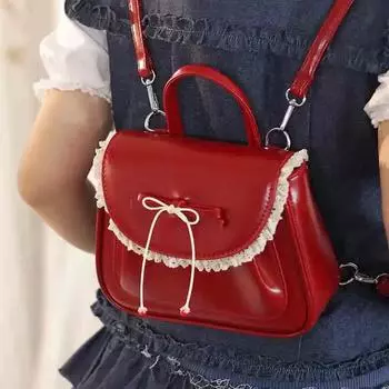 Double red arch shoulder bag for women new fashion trendy backpack lace edge versatile shoulder crossbody bag