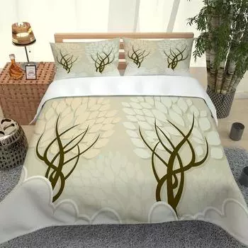 Double Sheets Set 3 Pieces 3D Plants Trees Full Queen Bed Set Duvet Cover Set King Size Bedding Set For Kids Boys Quilt Cove W90xL190cm