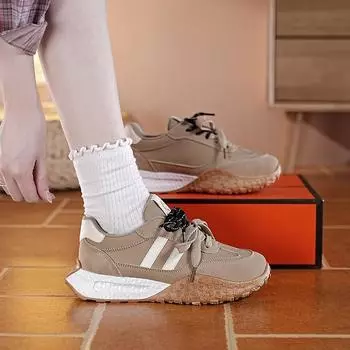 Double shoelace German training shoes women s autumn new thick-soled leisure sports versatile soft-soled Forrest Gump shoes 35