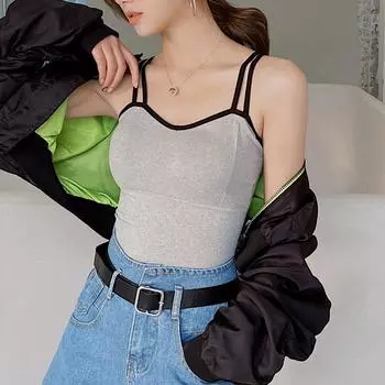 Double Shoulder Strap Camisole Women s Summer Thin Suit with Padded All-in-one Beautiful Back Bra That Can Be Worn Outside One size