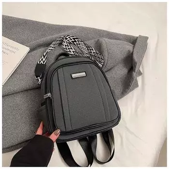 Double shoulder women s new fashion versatile college student schoolbag simple large capacity backpack single shoulder oblique span bag чёрный