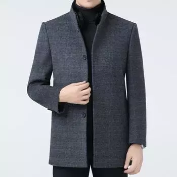 Double-sided cashmere coat for men in winter, mid-length woolen coat for dad, mink fur collar, stand-up collar casual top 170